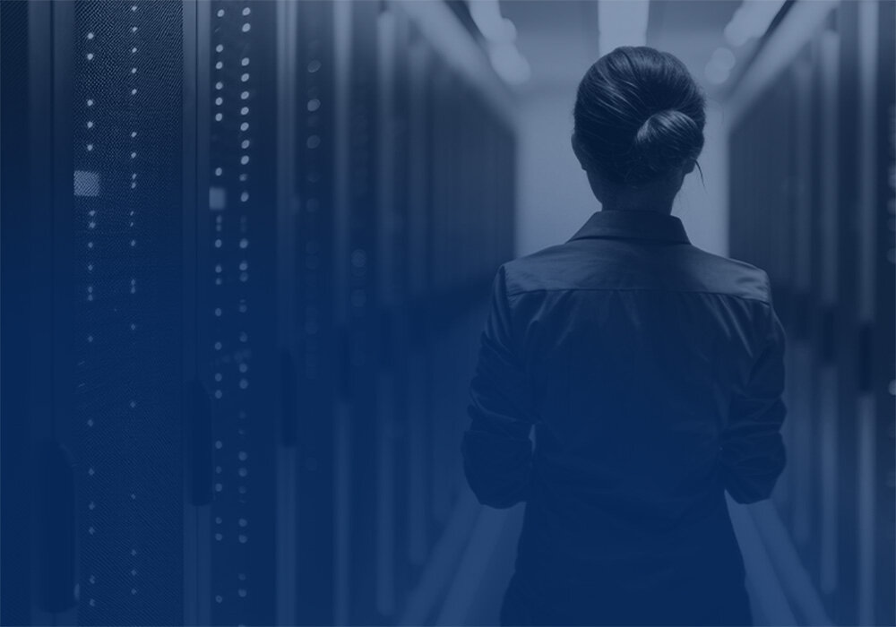 Woman walking in the server room